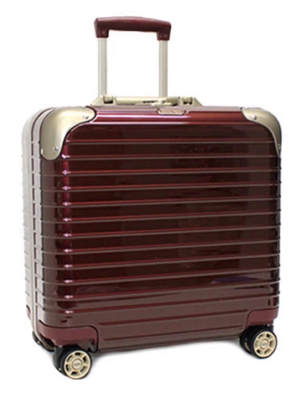Rimowa Hardside Carry-On Luggage in Deep Burgundy with Gold Accents